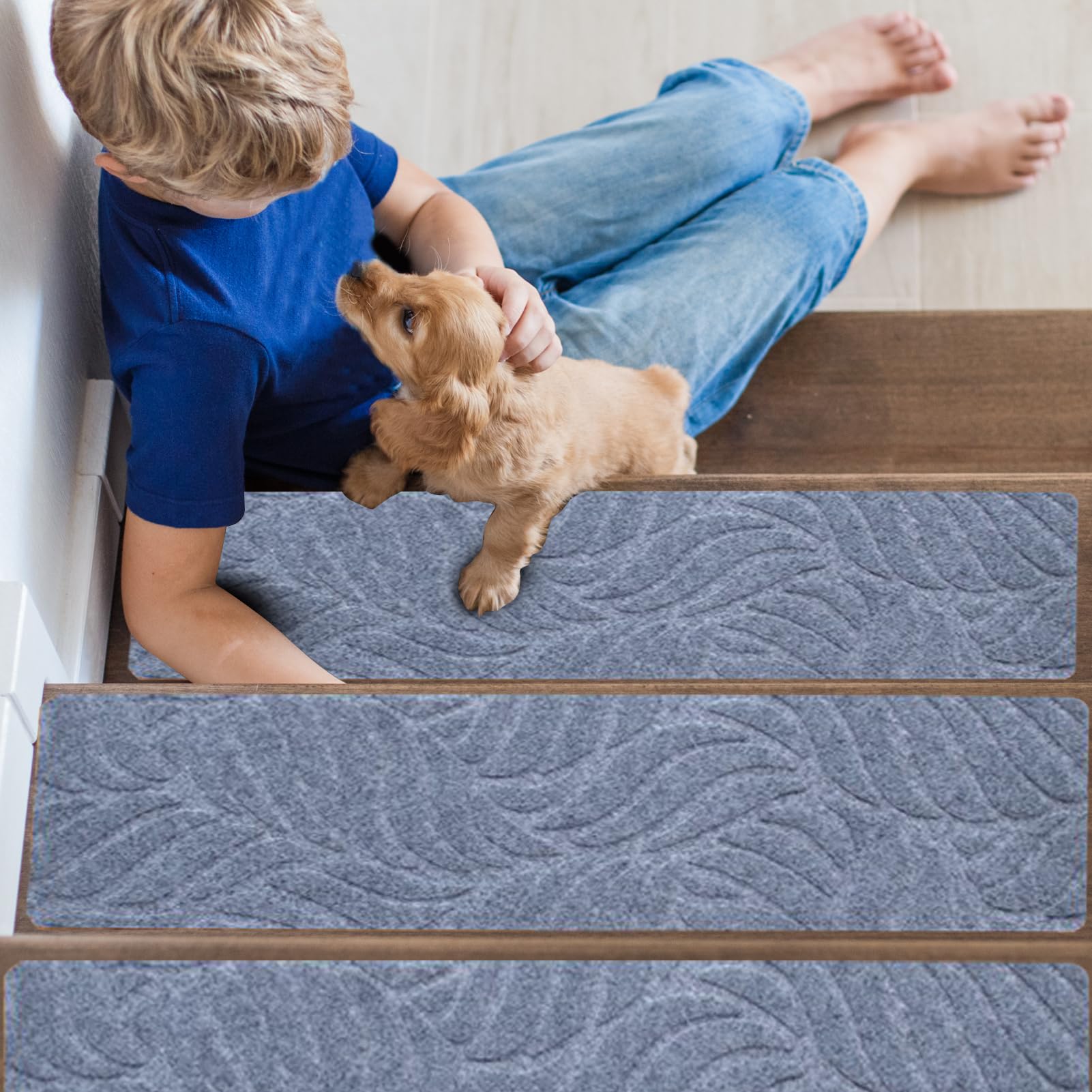 Recubrimientos para escaleras de madera | Bandas antideslizantes para contrapasos de 15 piezas | Alfombra de seguridad interior no resbaladiza para ancianos animales | Casa Patio