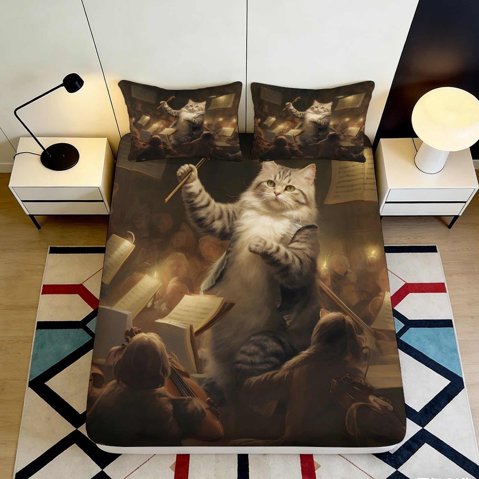 Drap-housse chat 160x200 pour chambre ado et adulte