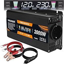 Yinleader 12V 220V 1000W 12V 230V Converter with 1 Socket and LCD Display 2 USB 2000W Peak