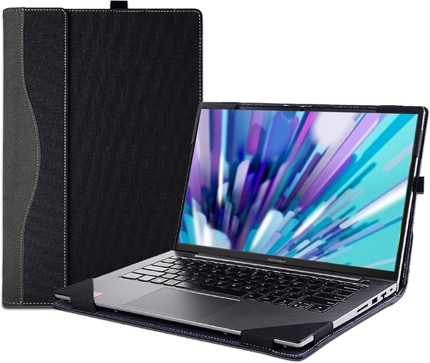 15.6-inch Laptop Cover Case for ASUS VivoBook 15 X1502 M1502 X1504 X1500,Detachable PU Leather Protective Shell Laptop Sleeve Accessory Bag (Dark Grey)