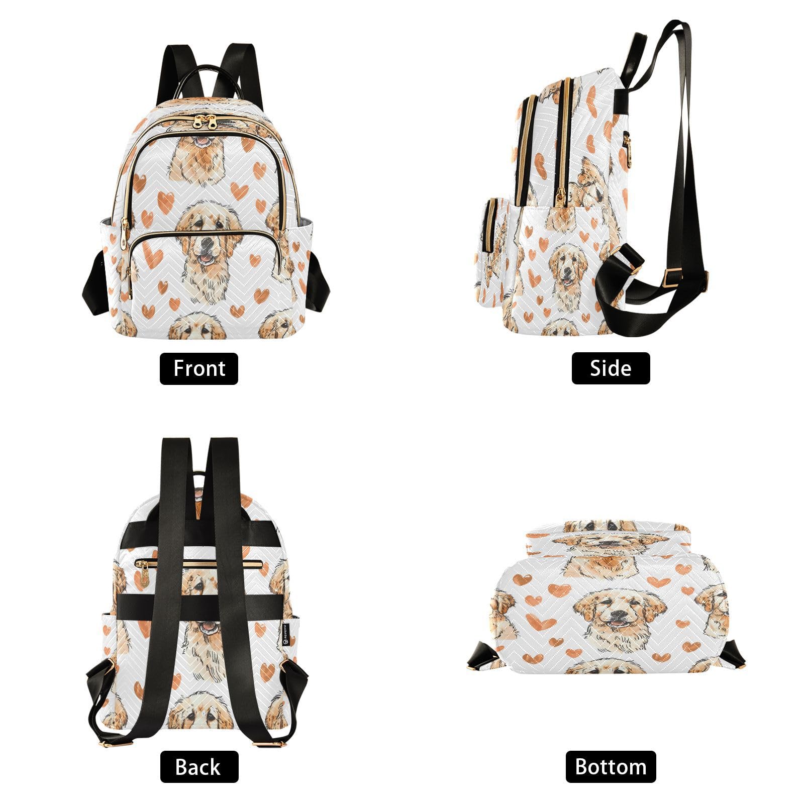 ALAZA Golden Retriever Breed Puppy Mini Backpack Purse for Women Travel Bag Lightweight Shoulder Bag Fashion Daypack