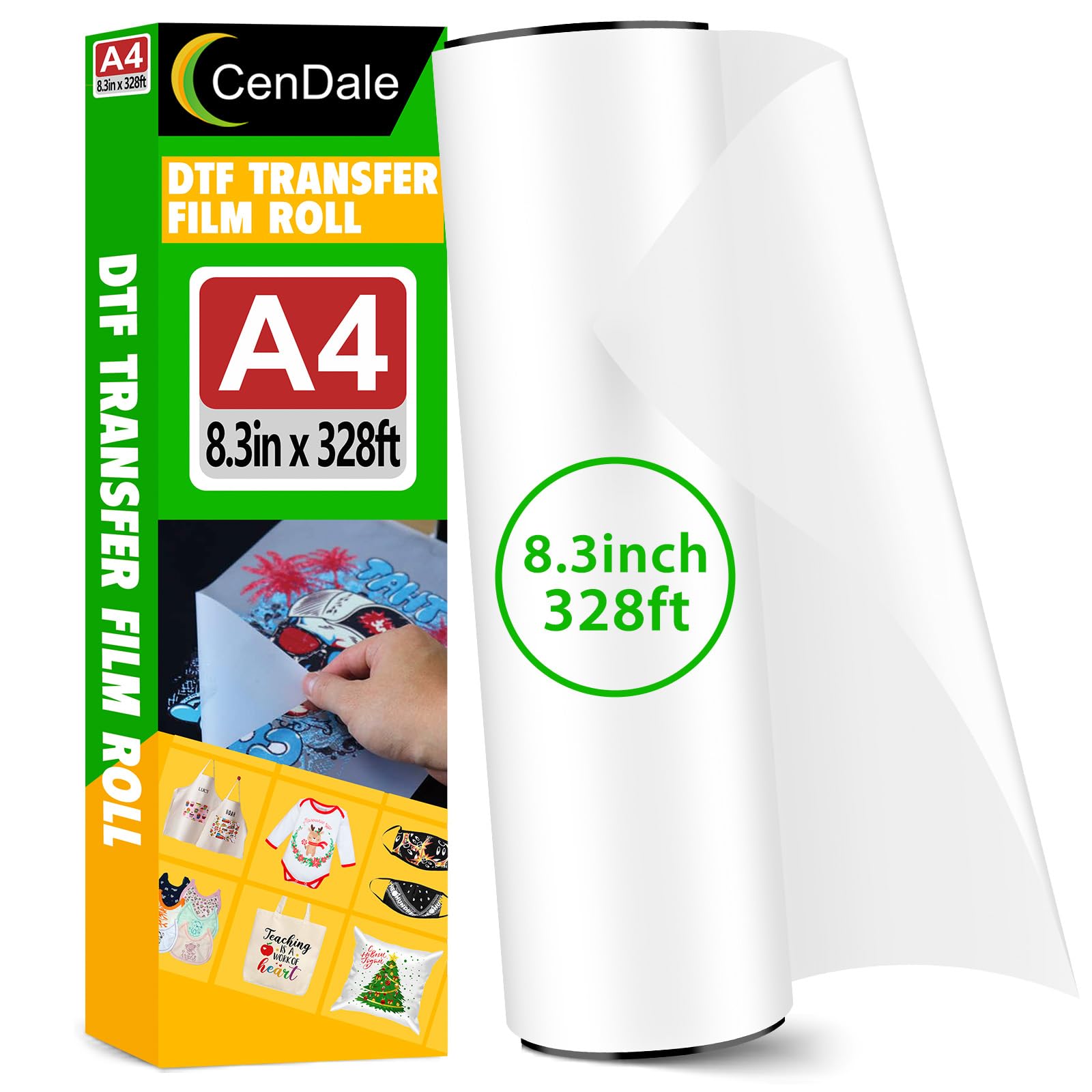 Sponsored Ad - DTF Transfer Film Roll 8.3 Inch x 328ft - A4 DTF Film Roll Matte for DTF Printer, Hot/Cold Peel DTF Roll Film 8.3 Inch for Dark & Light T-shirt, Double Side DTF Paper Roll, 8.3" x 328ft, Matte