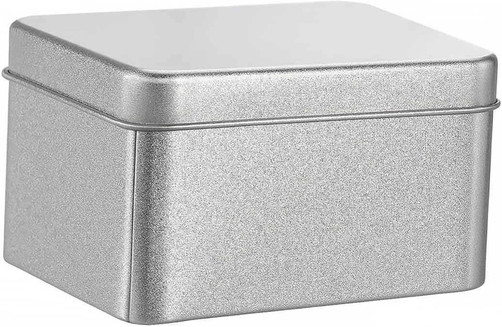 10pcs Silver Matte Square Empty Tins for Storing Spices Teas and Candies Tinplate Containers Snug Fitting Lids for Organizing Kitchen Supplies