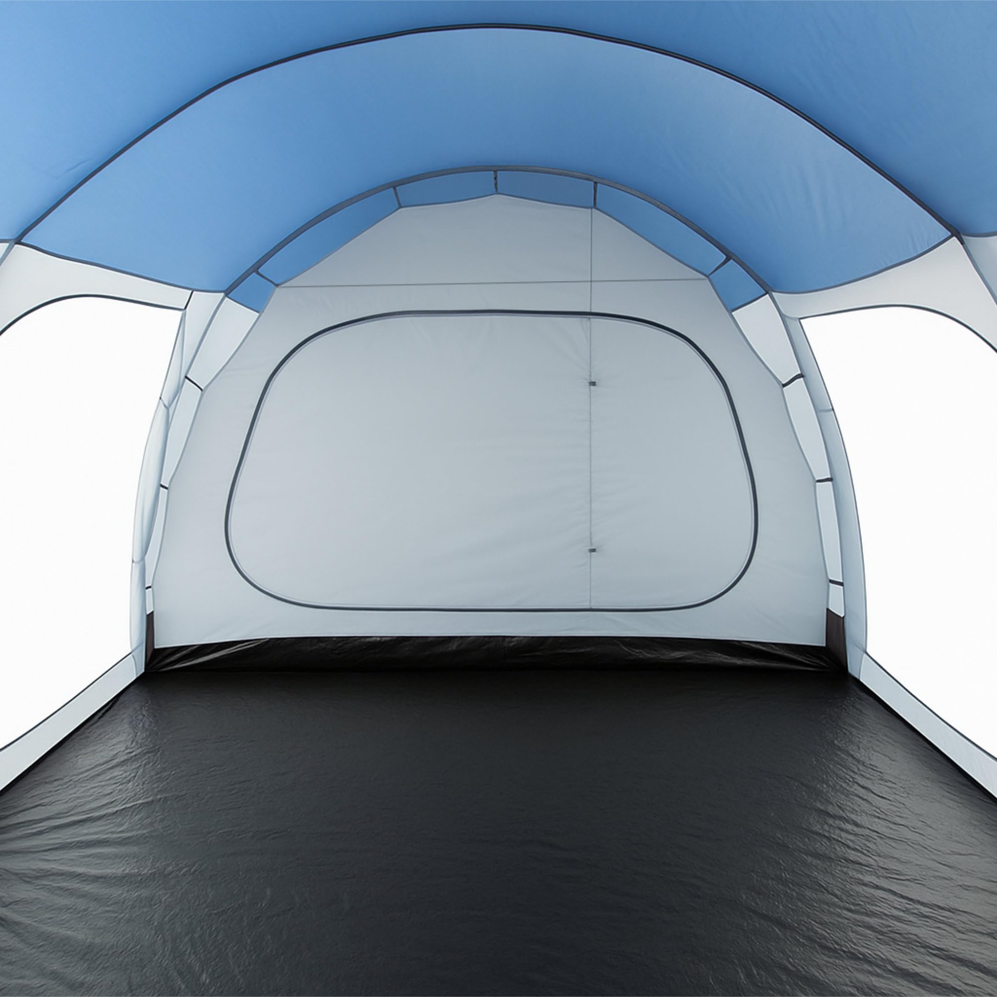 CampFeuer Tenda a tunnel "TunnelX" | Tenda familiare grande con 3 ingressi | grigio/blu | 5.000 mm di colonna d'acqua | Tenda per 4 persone, Tenda da campeggio
