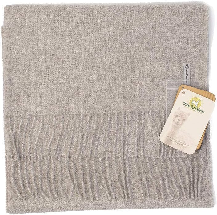 Inca Fashions - 100% Baby Alpaca Wool Scarf, Organic, Dye-Free, Ethically Sourced, Hypoallergenic - Unisex | 12 x 71 inches