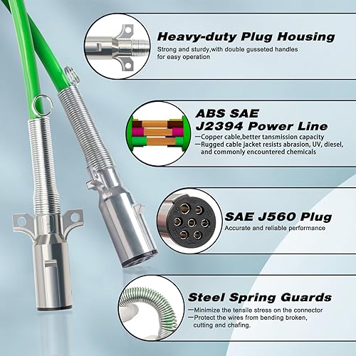 Miniatura 18 de KOOTANS Kit de línea de aire para semirremolque de 15 pies 3 en 1, cable eléctrico ABS de 7 vías y mangueras de freno de aire con manos alegres