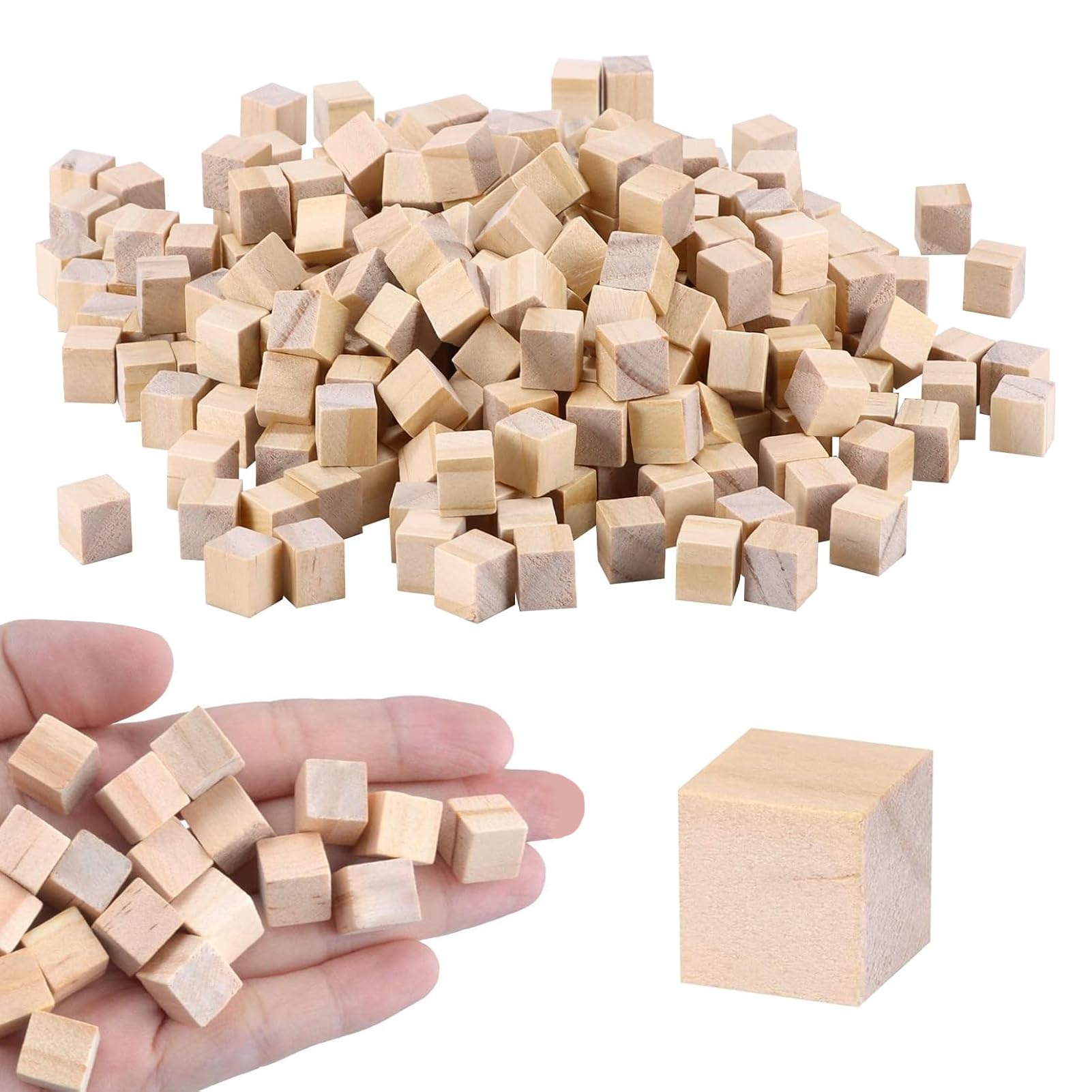 300 Pcs Small Wooden Cubes, 1cm Wood Square Blocks Natural for Crafting Natural Square Wooden Blocks - Image 4