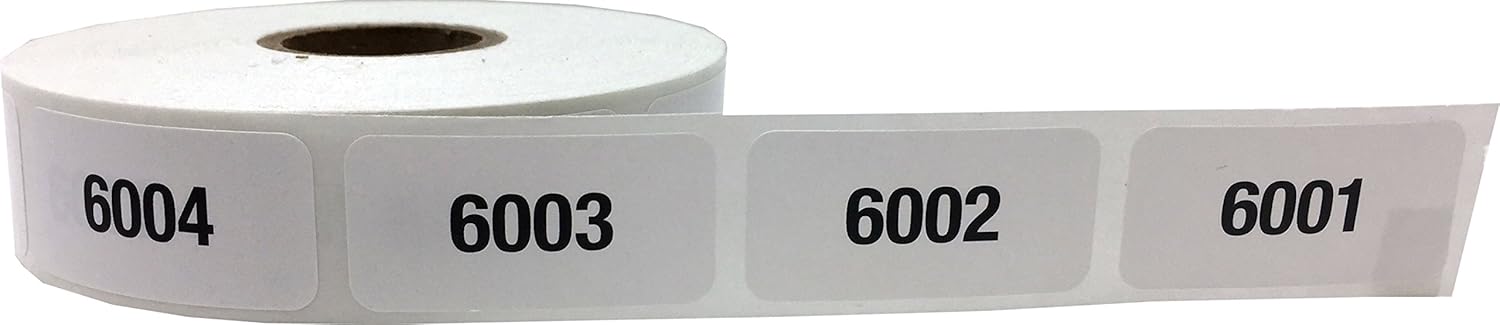 Consecutive Number Labels Bulk Pack Numbers 1 Through 10,000 White/Black .75 x 1.5 Rectangle Small Number Stickers for Inventory