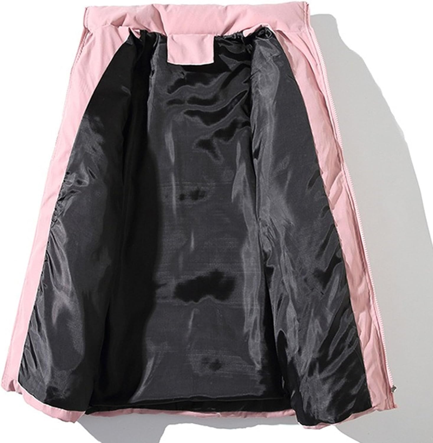 Mens Stand Collar Down Jacket Full Zip Warm Puffer Jacket Winter Coats Windproof Insulated Jacket with Pockets