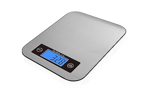 Generic Báscula digital de cocina de plata de 22 lb10 kg de peso y gramos para cocinar o hornear 1g01 oz Graduación precisa pequeña gris