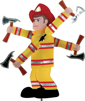 Whirligig Spinner Fireman 20" Heroic Firefighter-Themed Design, Weather-Resistant Outdoor Decor, Durable & Lightweight for Patios, Yards, and Gardens - Eye-Catching Wind Spinner