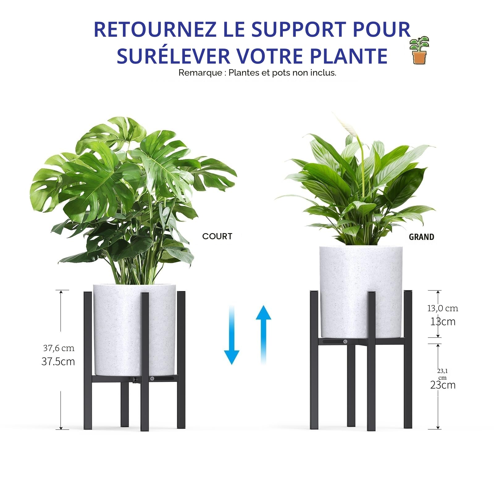 STLOVe Support à Plantes en Métal Dans Un Style Simple Convient aux Intérieurs/Extérieurs, Largeur Réglable Jardin Étagère à Fleurs, Balcons Tabouret Plante-1Pcs(Sauf pour Les Plante et Pots Fleur)