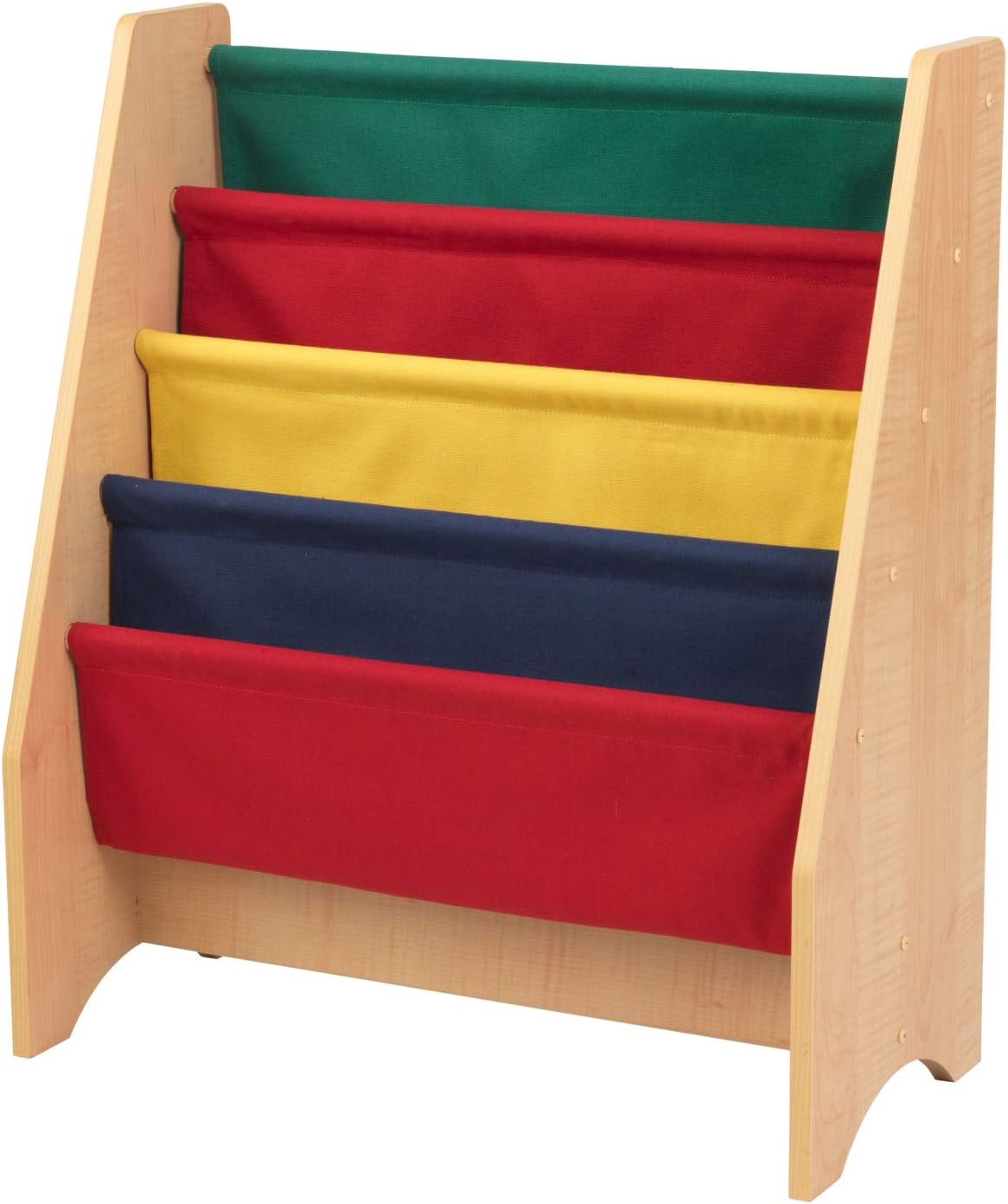 KidKraft Primary Sling Storage Bookshelf, Children's Bedroom Furniture, Kids' Wooden and Canvas Bookcase Display and Storage Rack, 14226