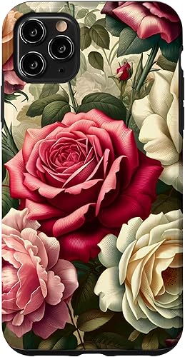 Funda con diseño floral para iPhone 11 Pro Max, diseño victoriano vintage