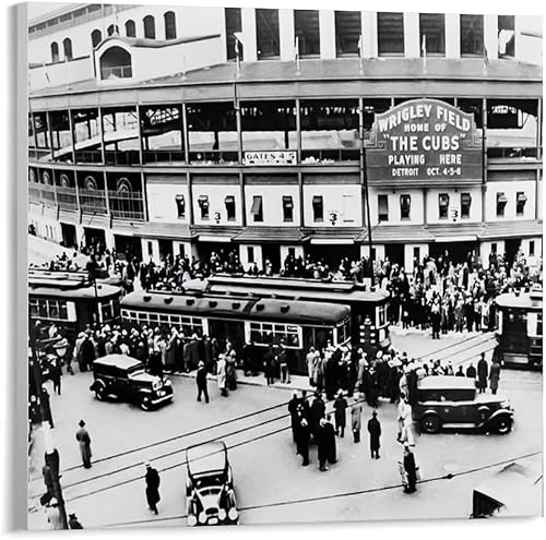 TruriM Wrigley Field - Póster histórico del estadio de béisbol de Chicago Cubs de Chicago, impresión en lienzo, póster decorativo para sala de