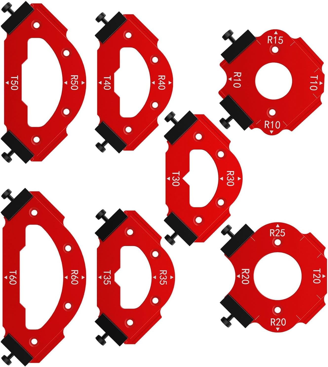 2026 NEW Frässchablone Oberfräse 7er Set | Radius Frässchablone Oberfräse Aluminium R10–R60 T10–T60 | 3-in-1 Innen Außen Gerade Schablone Oberfräse | Oberfräse Zubehör Holzarbeiten