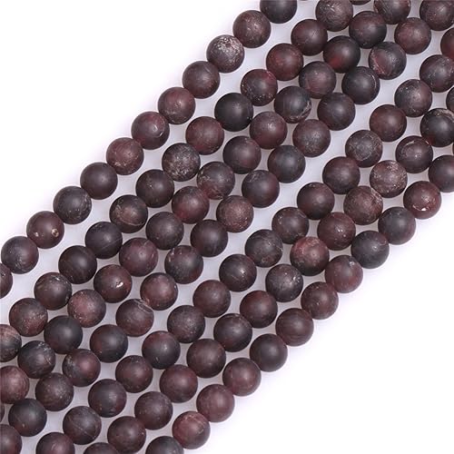 Miniatura 75 de JOE FOREMAN Cuentas de granate para hacer joyas, piedras preciosas naturales, semipreciosas, 0.472 in, redondas, esmeriladas, mate, envejecidas, 15