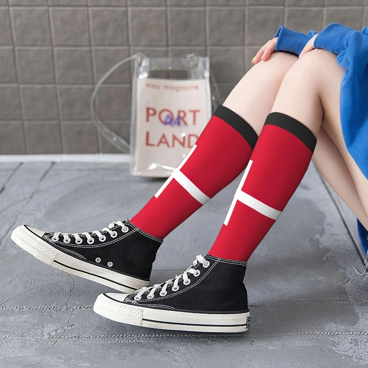 Danish Flag Print Adult Socks, Elastic Stretch Socks,Soft Breathable For Daily Sports Casual Wear