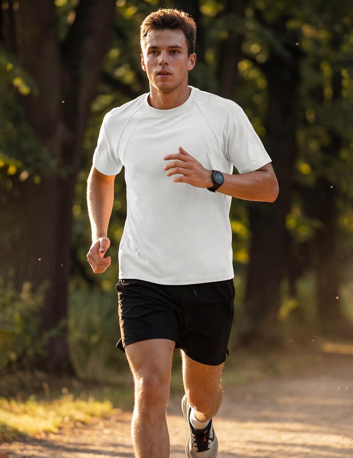 JMIERR Mens T-Shirt Casual Stretch Crewneck Short Sleeve Tees Gym Workout Ribbing Shirts - Image 5