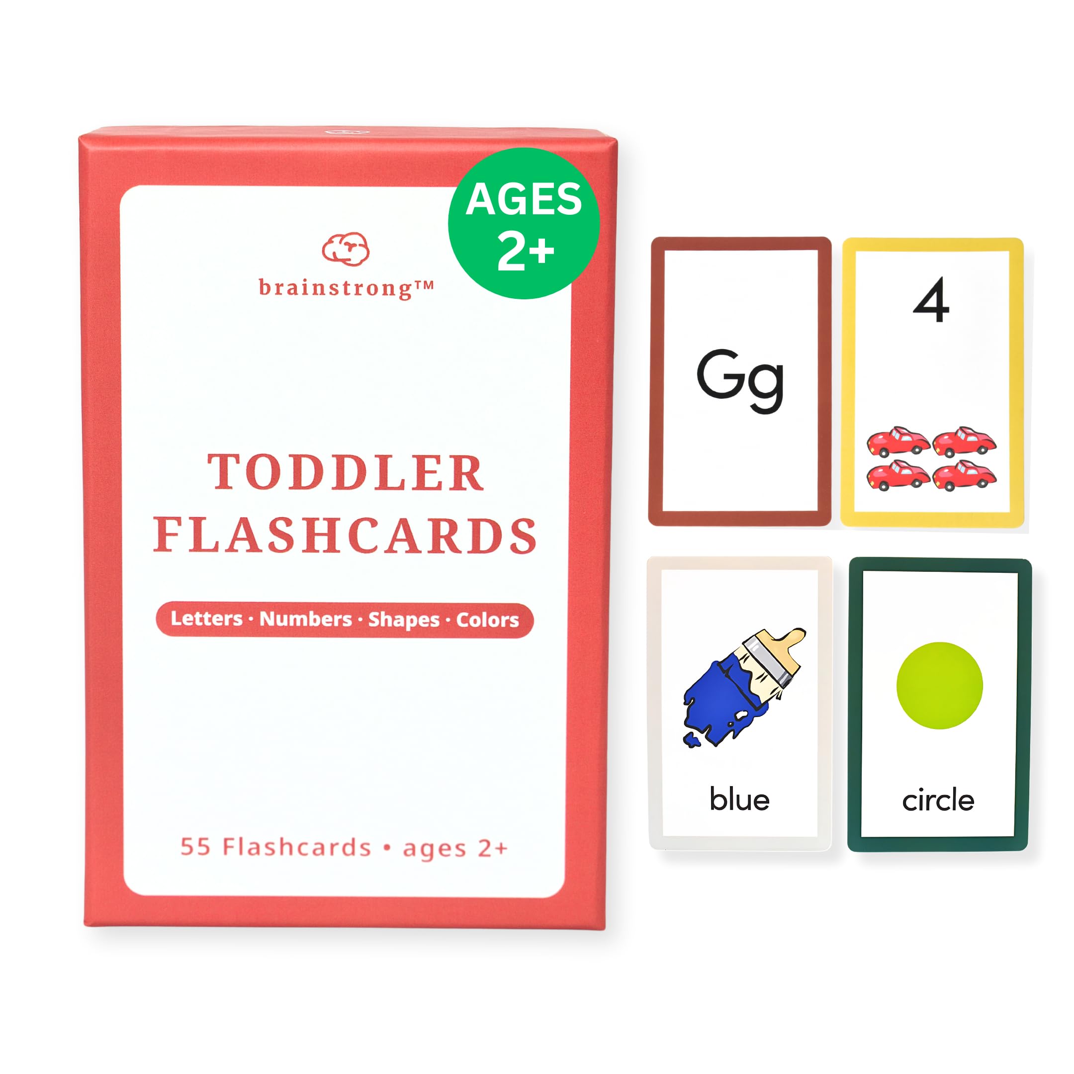 Toddler Essential Flashcards | Letters, Numbers, Shapes, & Colors | Ages 2-5 | Supports Preschool & Kindergarten Curriculum | Brainstrong Premium 50