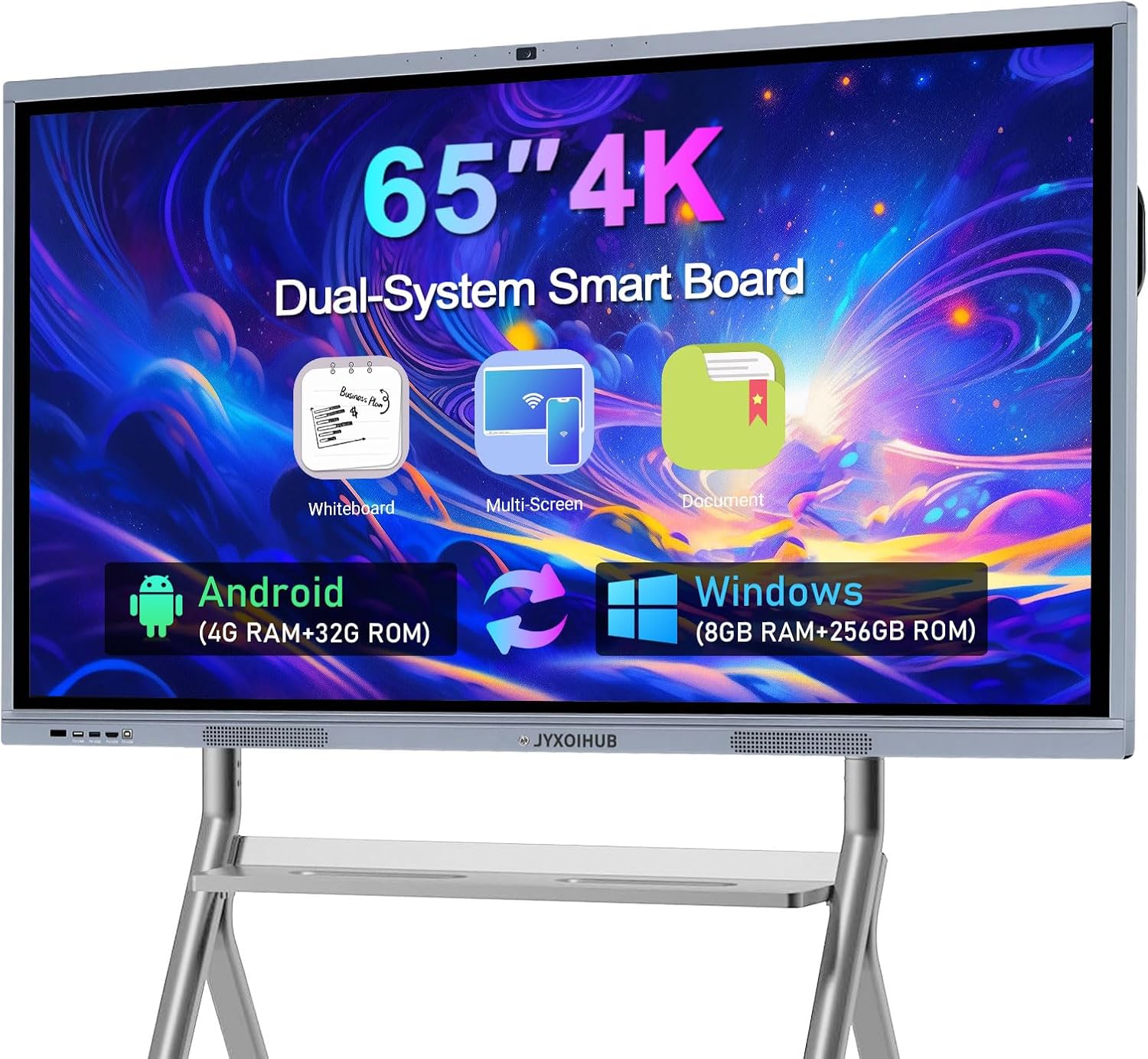 65 Inch Smart Board, 4K Electronic Whiteboard, Built in Dual System and 20MP Camera Digital White Board for Classroom and Business, Interactive Whiteboard with Video Conference System (Board Only)