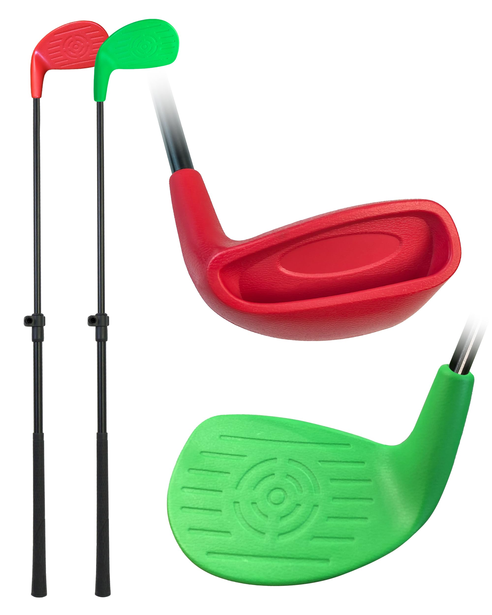 KOFULL Bucket Golf Clubs Backyard Golf Chipping Club, 2 Pack, Extendable Shaft, Adjustable Length 53-91cm, Oversize Head, Right-Handed, Family Outdoor Training Game,Gray+Red