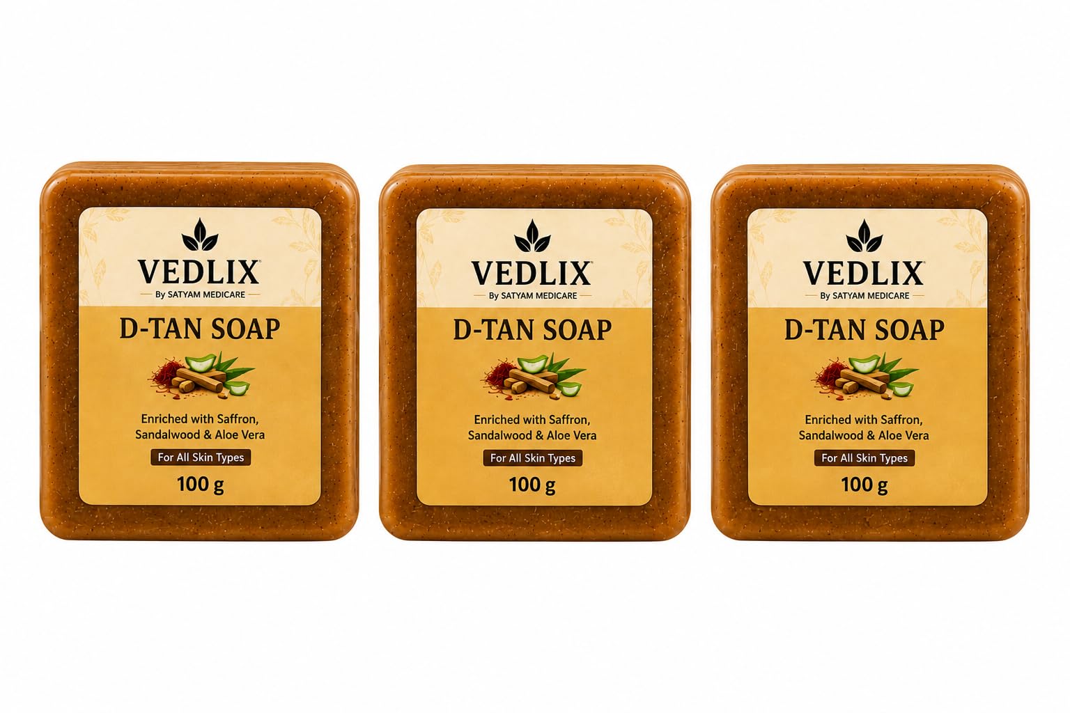 Vedlix D-Tan Soap with Saffron, Sandalwood & Aloe Vera 100g | Tan Removal, Deep Cleansing, Skin Brightening, For All Skin Types, For Men & Women-picture-34