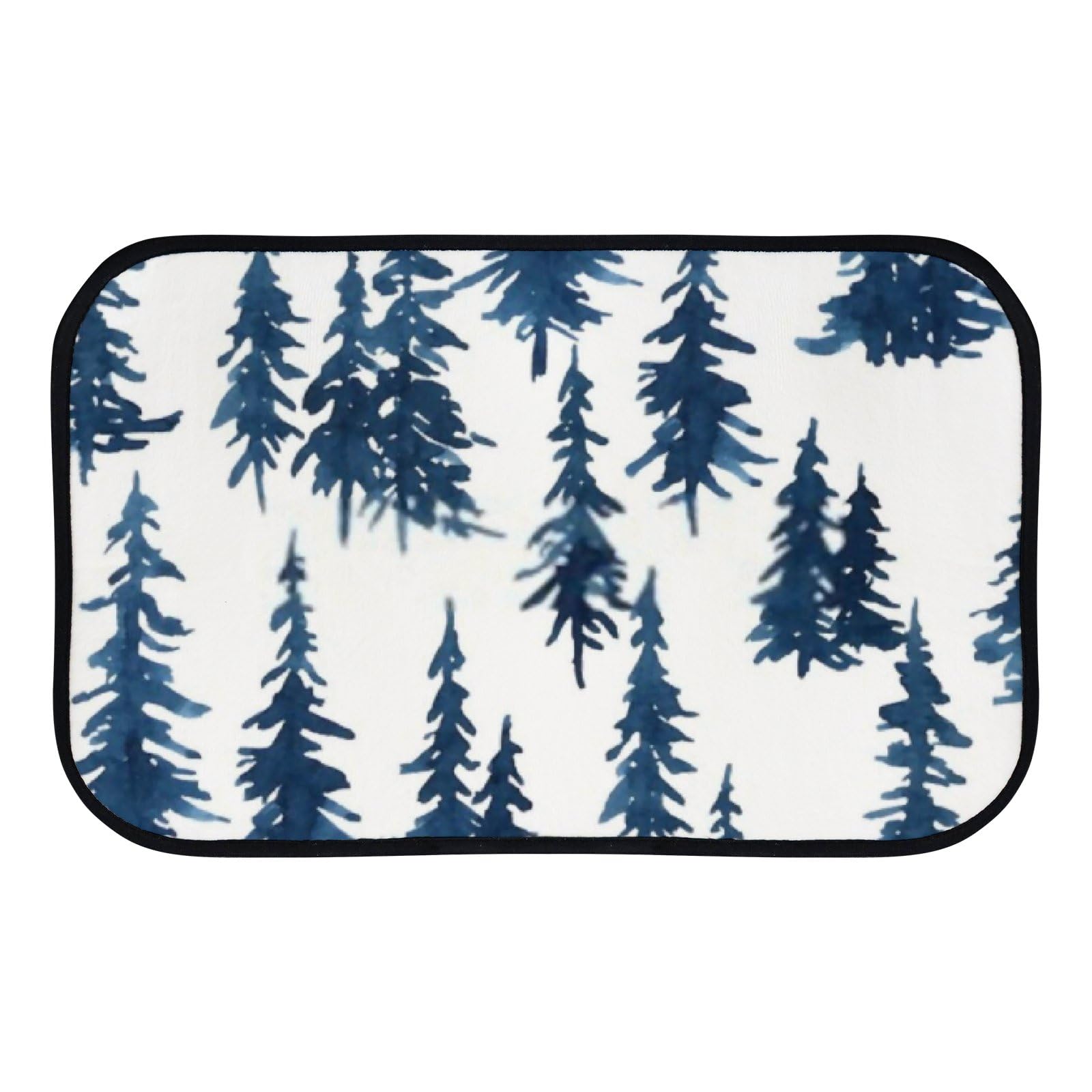 Nuansexi Bathroom Rugs Watercolor Indigo Blue Pine Trees Floor Mats Non Slip Bathmat Doormat Tub Mat Coral Velvet Absorbent Entrance Carpet Mats Machine Washable Bedroom Decor