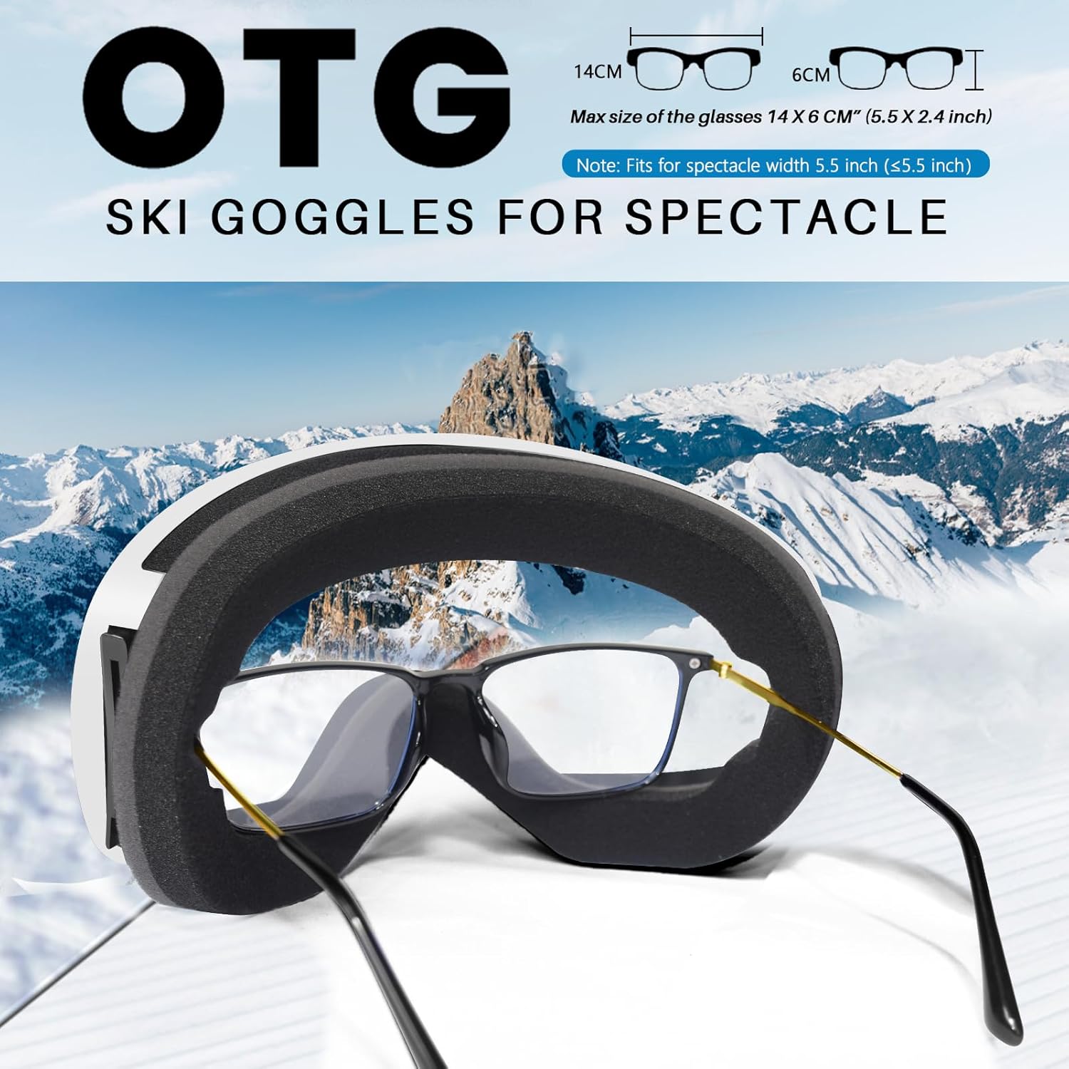 Ski Goggles for Men Women Adult Youth, OTG Frameless 100% Anti Fog & UV Protection with Organizer