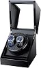 Kalawen Double Automatic Watch Winder, Mute Japanese Motor, Dual Automatic Watches Winder Rotation Storage Case Display Box for Automatic Mechanical Watches-Black Wood Grain