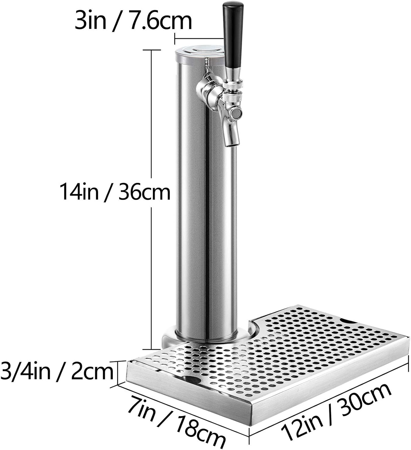 VEVOR Kegerator Tower Kit, Single Tap Beer Conversion Kit, No Tank Keg Conversion Kit, Stainless