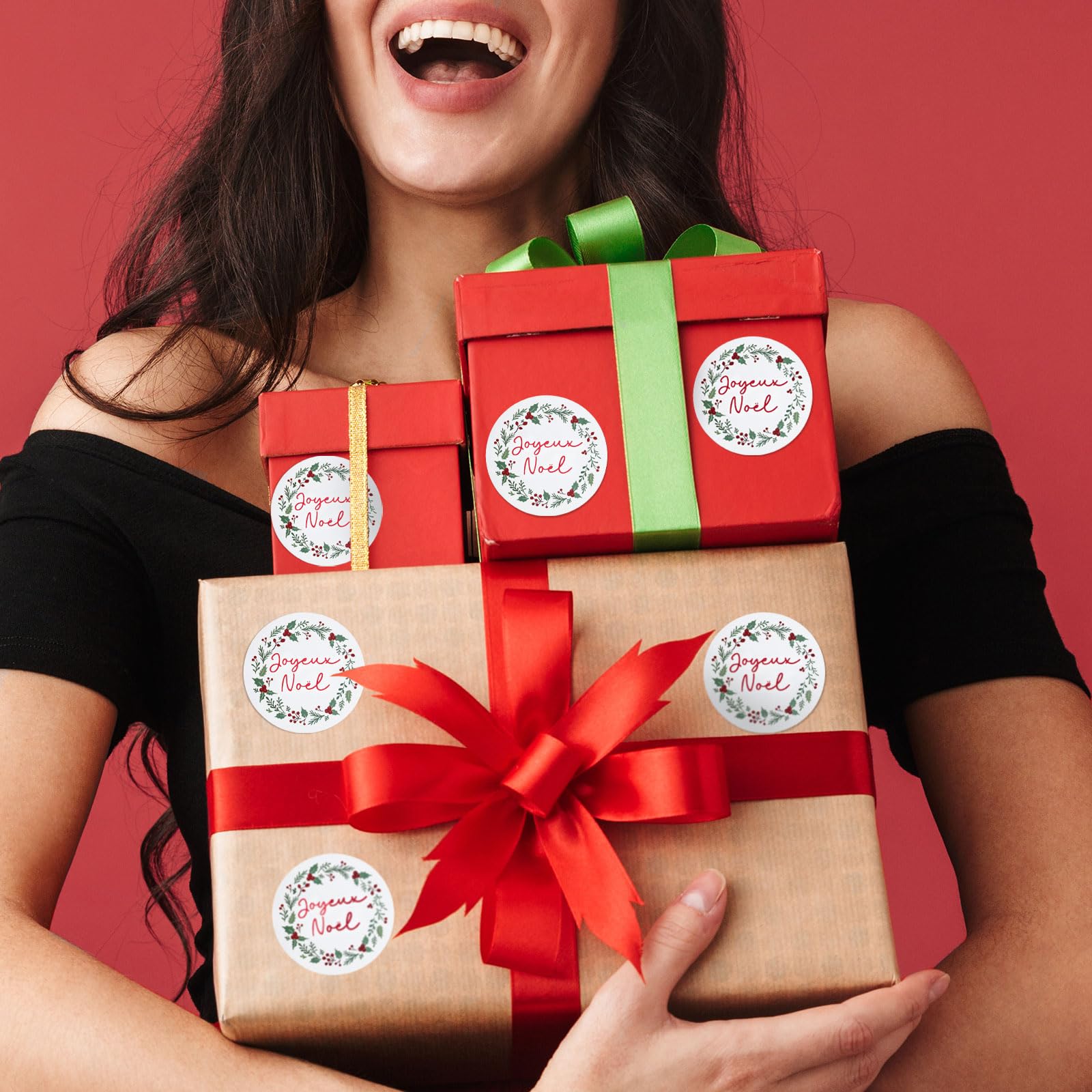 500Pcs Autocollant Noël Papier Kraft Étiquette Rond 4cm Autocollant