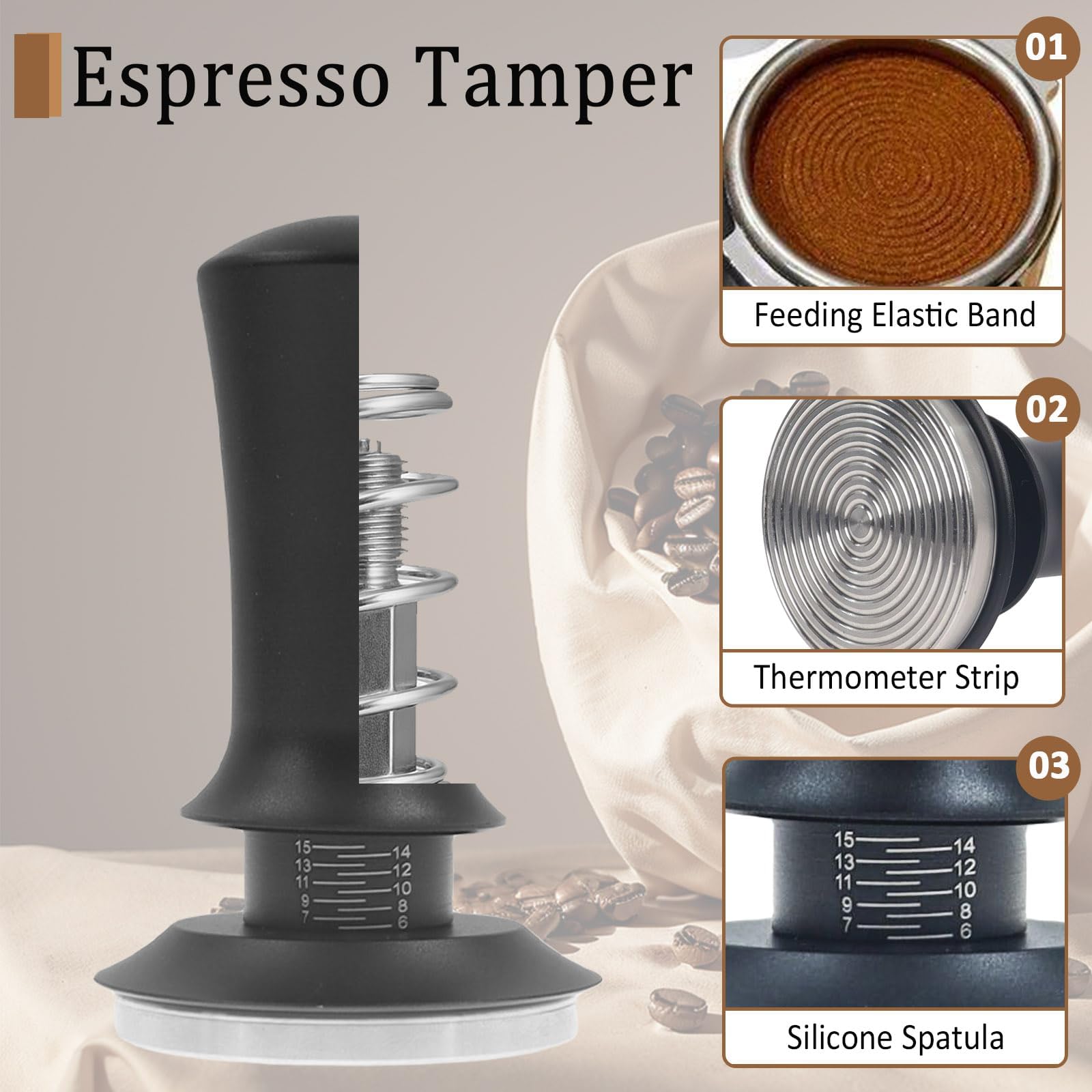 Kit Barista de Café de 7 Piezas con Tamper de 54 mm y Prensado de Estación | Incluye Distribuidor, Herramienta WDT, Embudo Dosificador, Cepillo y Puck Screen, Accesorios para Preparar Espresso