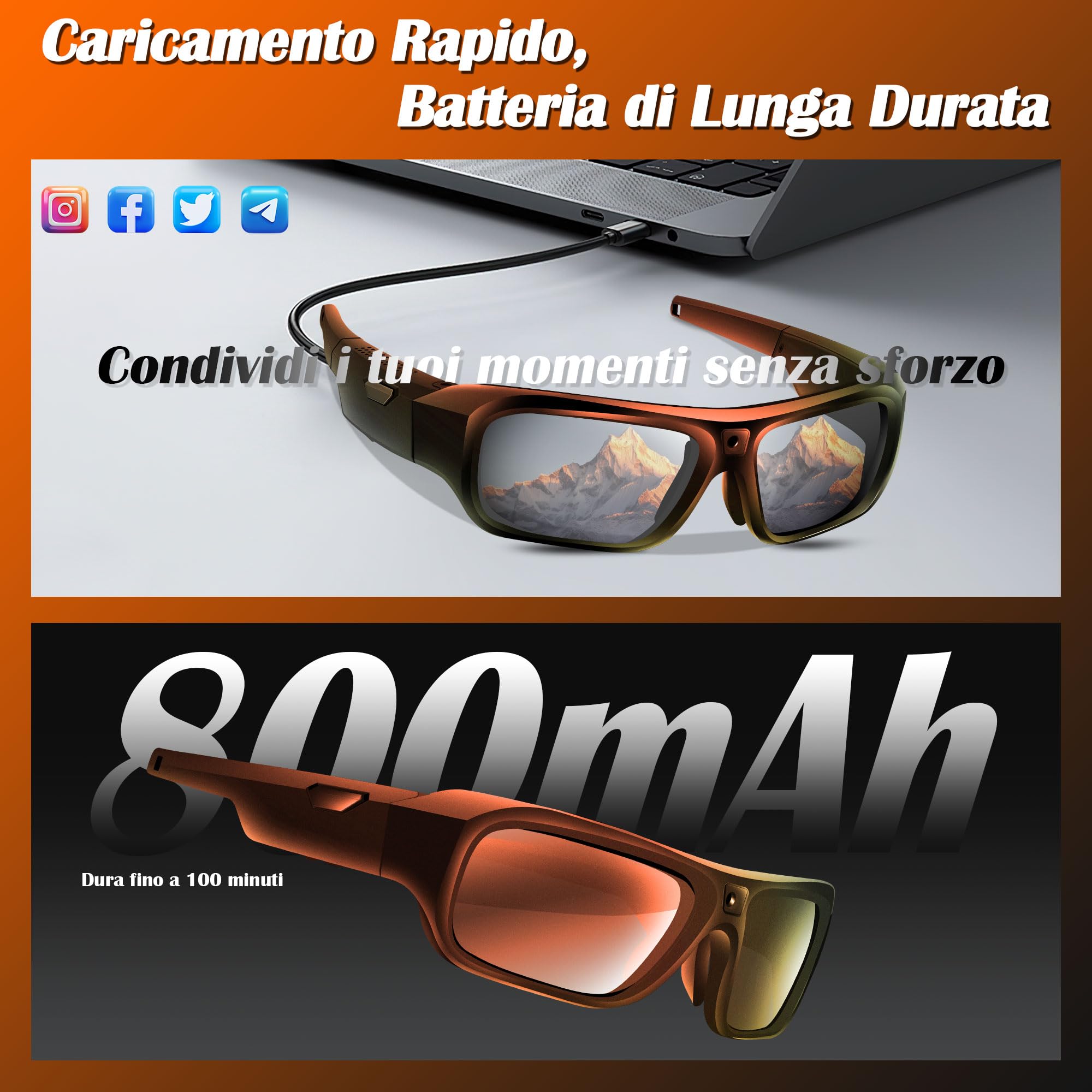 Lentes con Cámara 4K, Gafas Inteligentes para hombres y mujeres | 2026 Nueva Generación Gafas de Sol con Protección UV400 y Vídeo para Actividades al Aire Libre