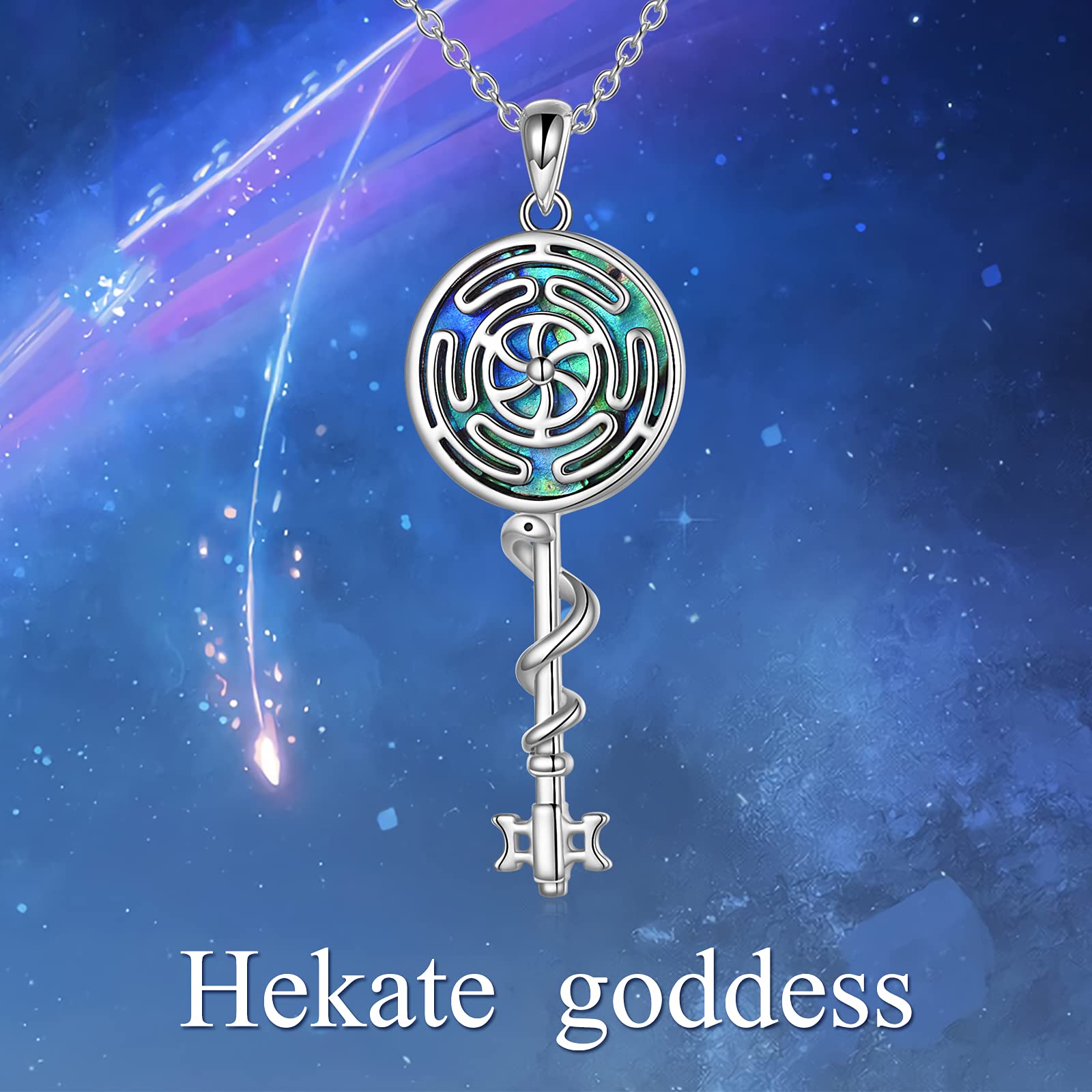 YAFEINI Hécate - Collar con colgante de plata S925 con símbolo de la diosa Wicca de Hécate para mujer