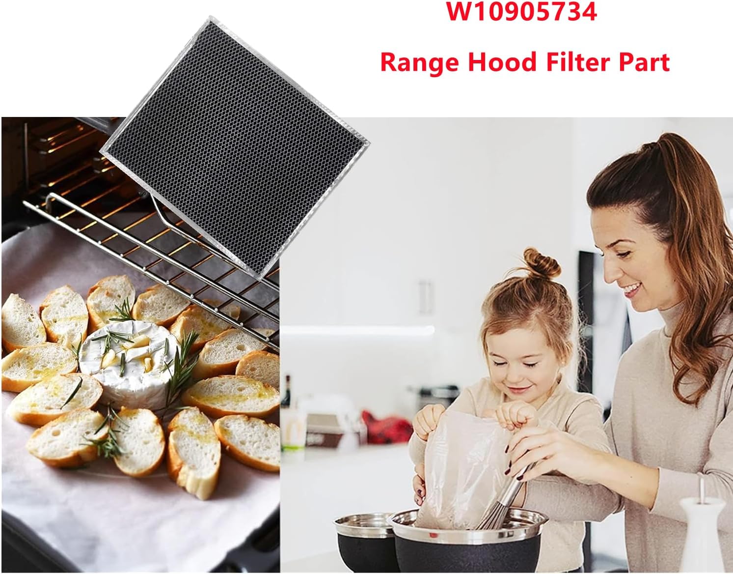 W10905734 Range Hood Filter Part Replacement for whirlpool range hood charcoal filter w10905734 AP6050126, 4533728, PS12070219,charcoal filter w10905734 (2 pack,double-sided)