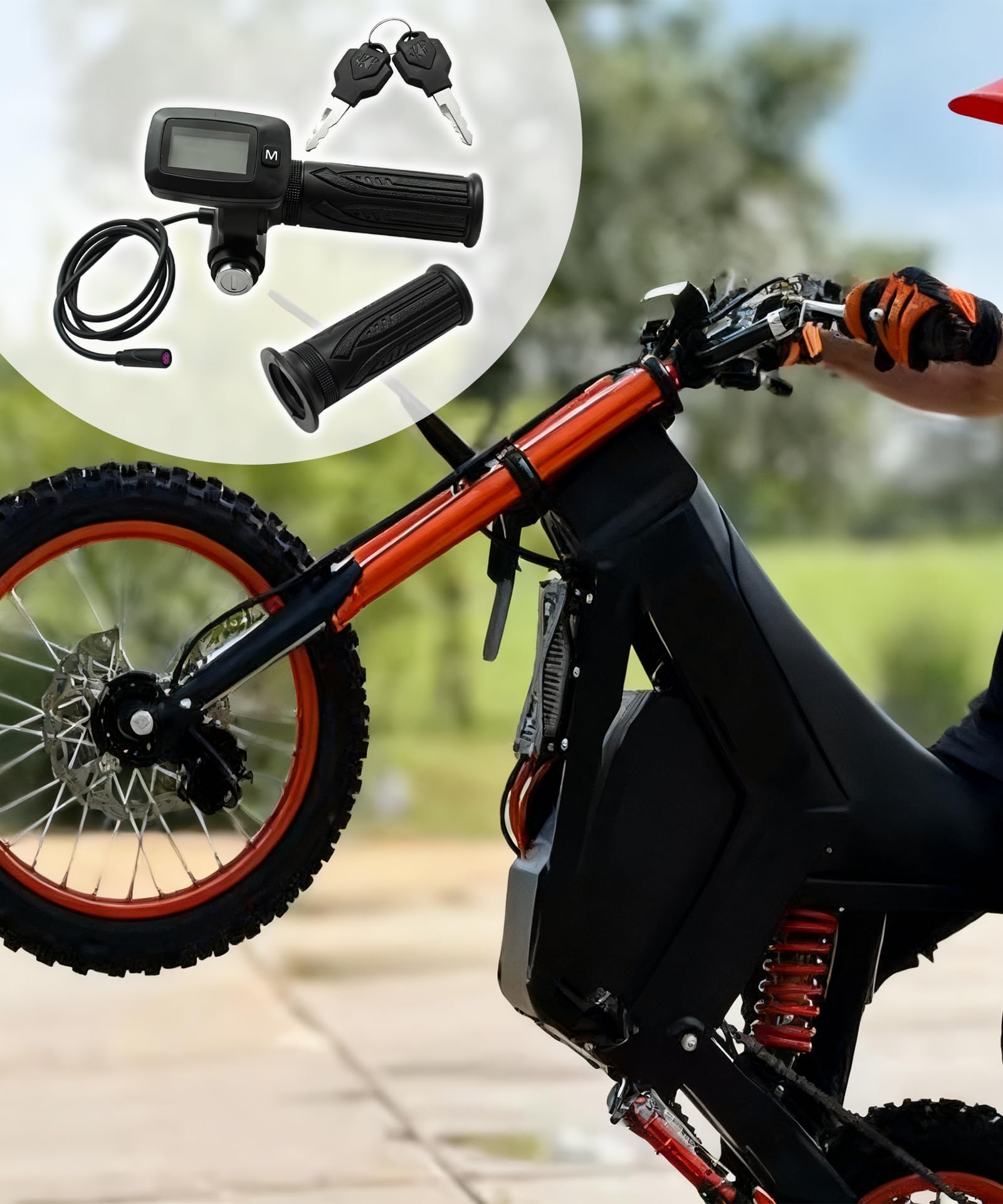 Accélérateur de vélo électrique avec écran LCD et bouton M uniquement pour moto tout-terrain électrique Tuttio Soleil 01. Remarque : le nouvel accélérateur et l'ancien accélérateur ne peuvent pas être