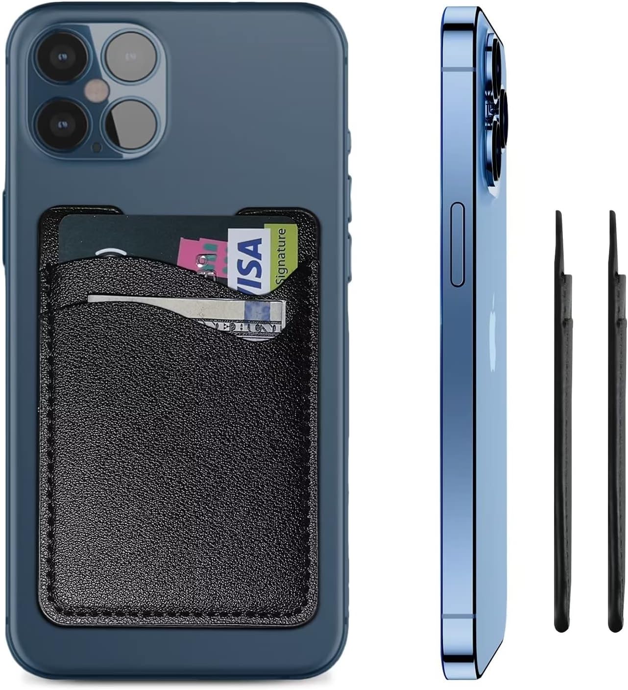 Dual Pocket Stick On Cell Phone Wallet, Leather Card Bahrain Ubuy