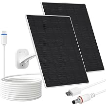 FUTUREZEN Solar Panel for Security Camera, 10W Solar Charger with DC 5.5x2.1mm, USB-C & Micro USB Port, IP66 Waterproof, 360 Adjustable Mount, 7.2FT Cable 2 Pack, White
