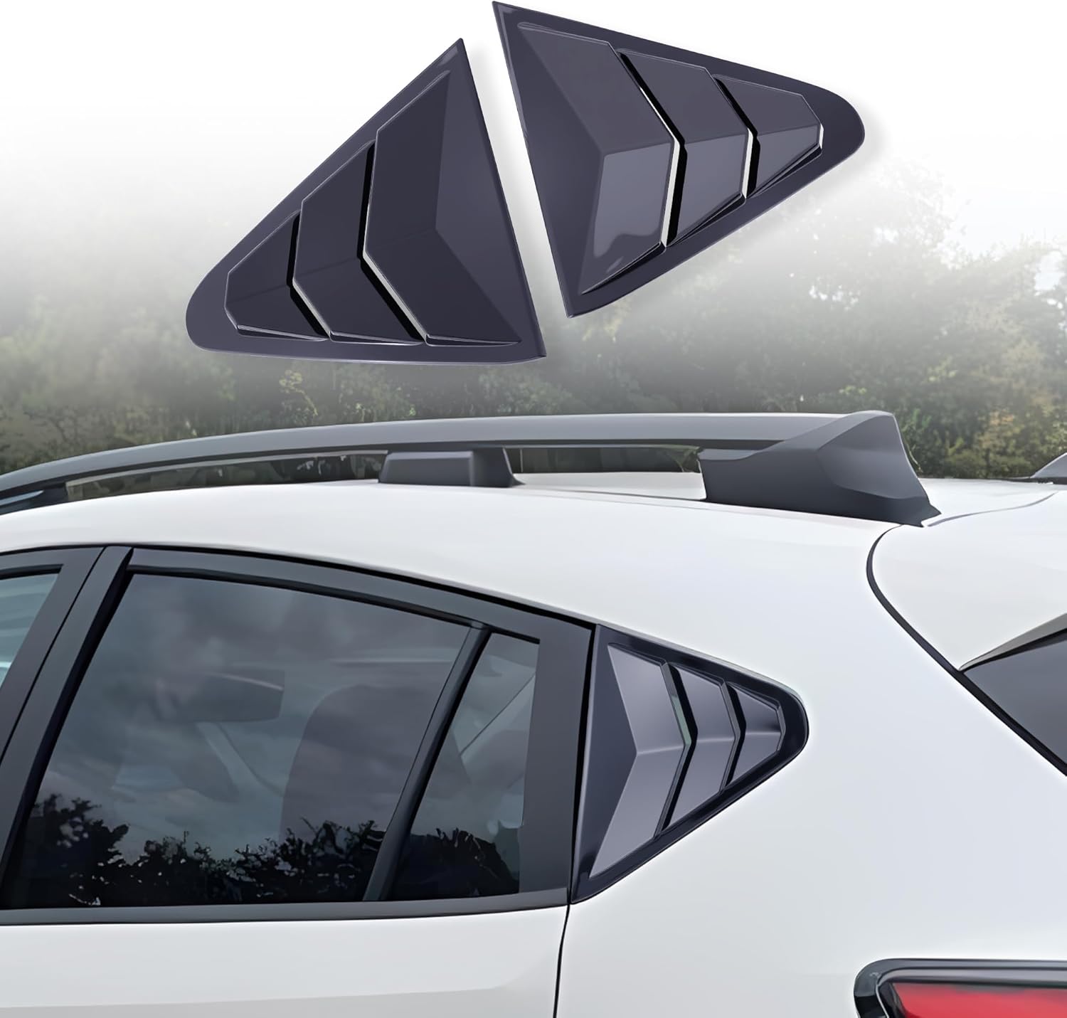 Rear Side Window Louvers Compatible with Subaru Crosstrek 2024 2025 and Impreza Hatchback 2024 2025 Exterior Accessories Air Vent Window Scoop Shades Blinds Cover(Gloss Black)