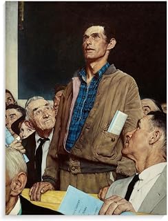 30+ Norman Rockwell Wall Art Painting Freedom of Speech, 1943 by Norman Rockwell American Retro Poster Decorative Painting Canvas Wall Art Living Room Posters Bedroom Painting 24x32inch(60x80cm)