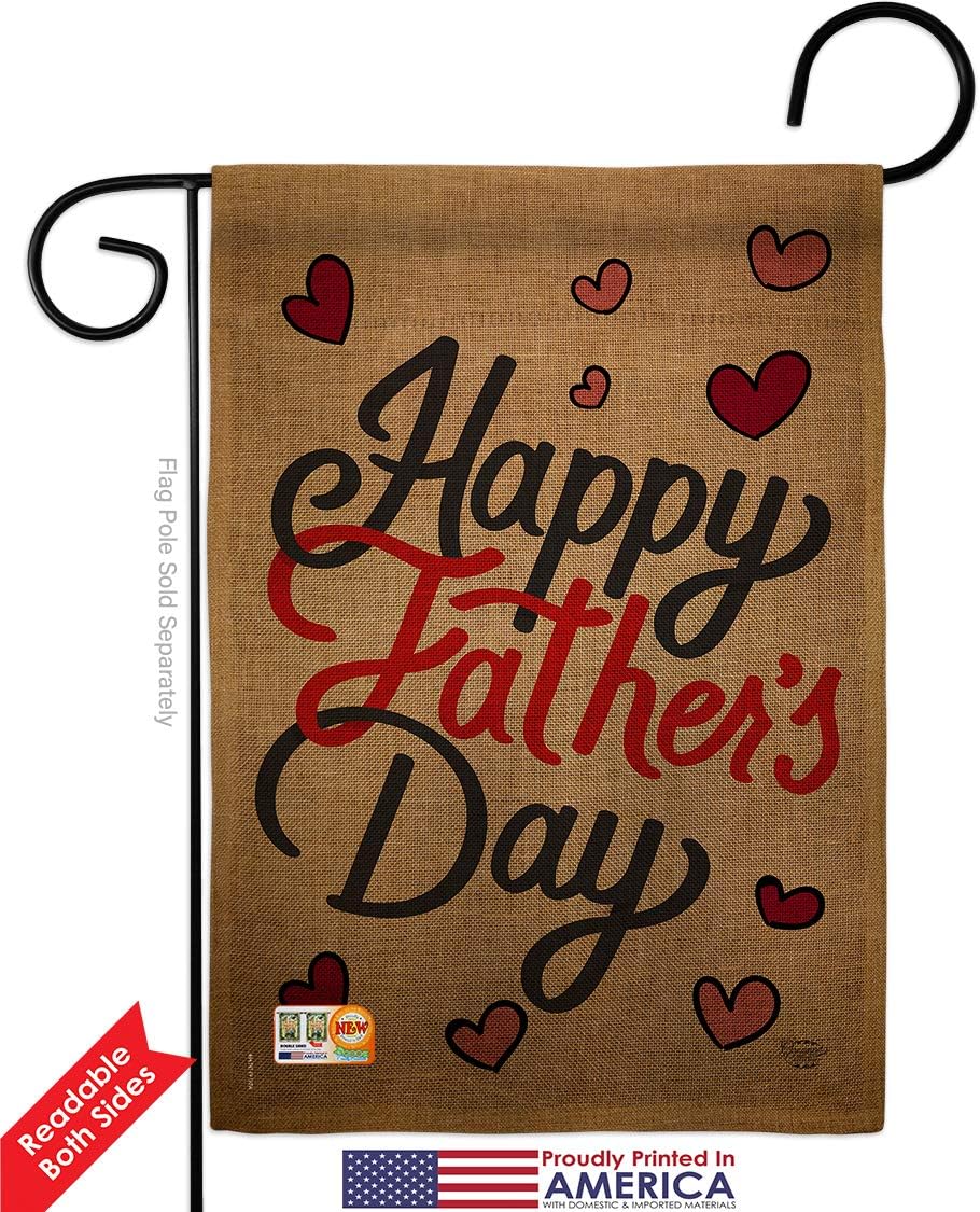 Happy Fathers Day Burlap Garden Flag Family Father Dad Daddy Papa Grandpa Best Parent Sibling Relatives Grandparent Small Decorative Gift Yard House Banner Double-Sided Made In USA 13 X 18.5