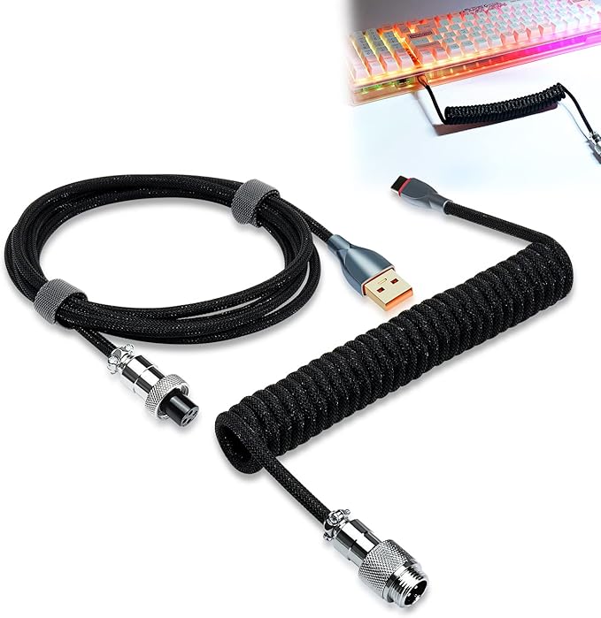UCINNOVATE Pro Custom Coiled USB C Cable for Gaming Keyboard