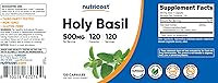 Vista 6 de Nutricost Cápsulas de albahaca sagrada de 500 mg, 120 cápsulas vegetarianas, sin gluten, sin OMG