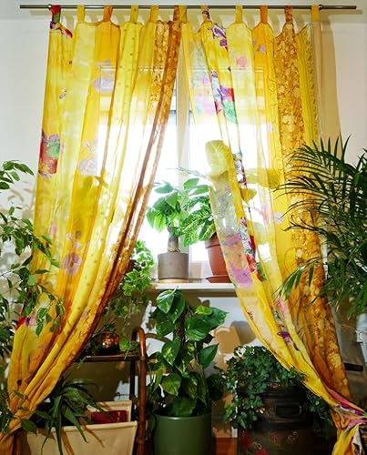 Boho Curtains Indian Saree Curtain | Handmade Patchwork Curtains For Bohemian Window Decor Hippie Bedroom | Bed Canopy Curtains Yoga Decor By Ravi Creation #TOP3
