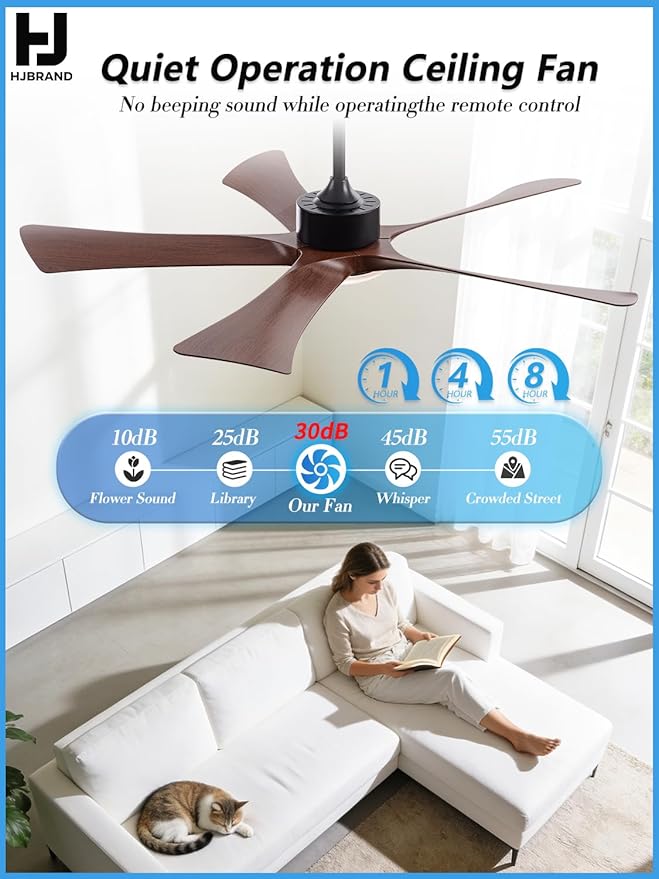 Ventilador de Techo 52 Pulgadas con Luz LED, 6 Velocidades, miniatura 6