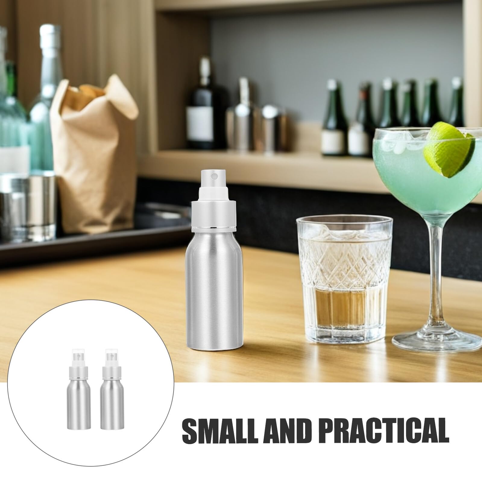 2 Stück Tragbare Cocktail Sprühflaschen aus Aluminium und Pp 50ml für Hausbar und Reisen Wiederbefüllbar mit Praktischem Spray Design
