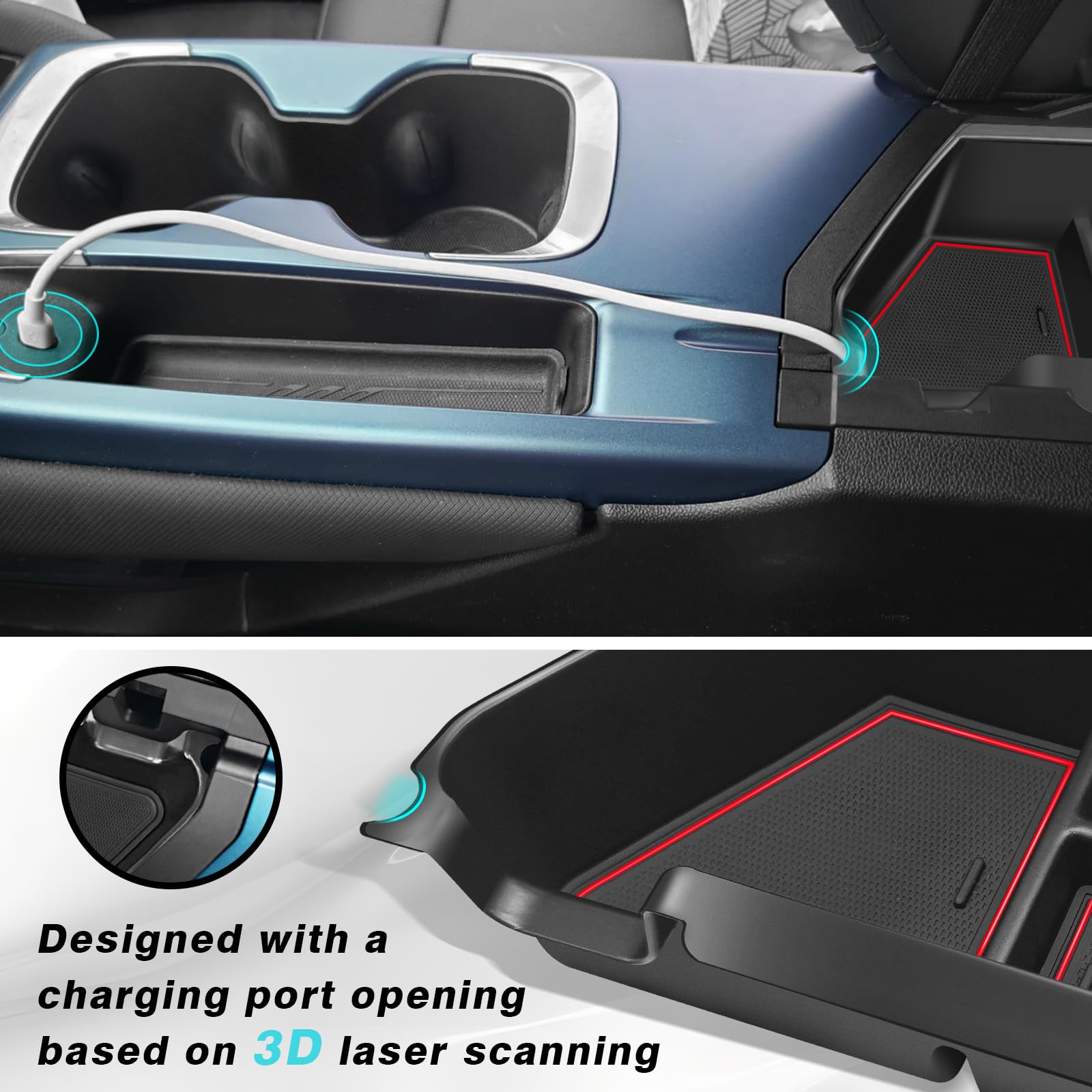 Floor Center Console Organizer For 2025 Chevy Chevrolet Equinox LT/ACTIV/RS Lower Tray Center Console Armrest Storage Car Box