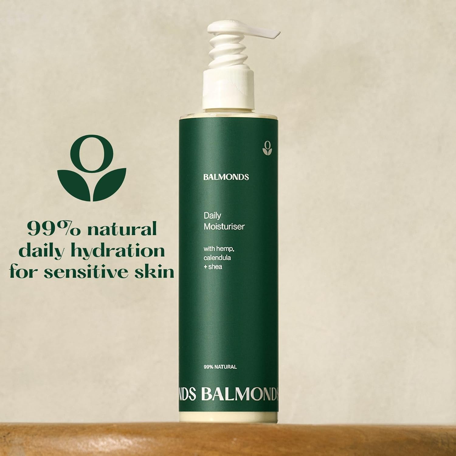 Balmonds - Daily Moisturizing Cream - 10.5oz. (300ml) - 99% Natural Moisturizer For Face & Whole Body - Free From Fragrance - Vegan - All Skin Types