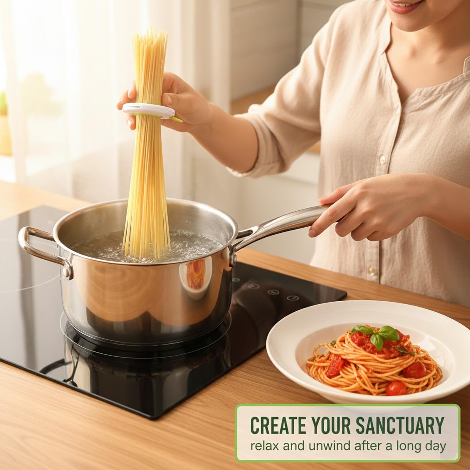 Medidor de Espaguetis con 4 Orificios - Gadget de Cocina para Control de Porciones de Pasta - Utensilio Práctico y Duradero